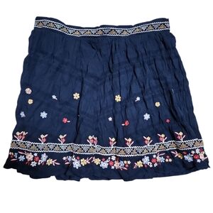 NWT Francesca’s‎ Floral Navy Embroidered Skirt Size Large